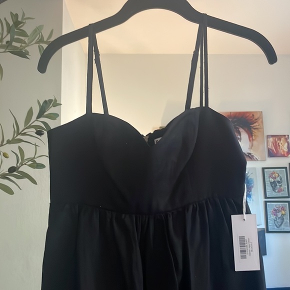 Reformation Odette Black Linen Midi Dress 2 NWT - Picture 8 of 11